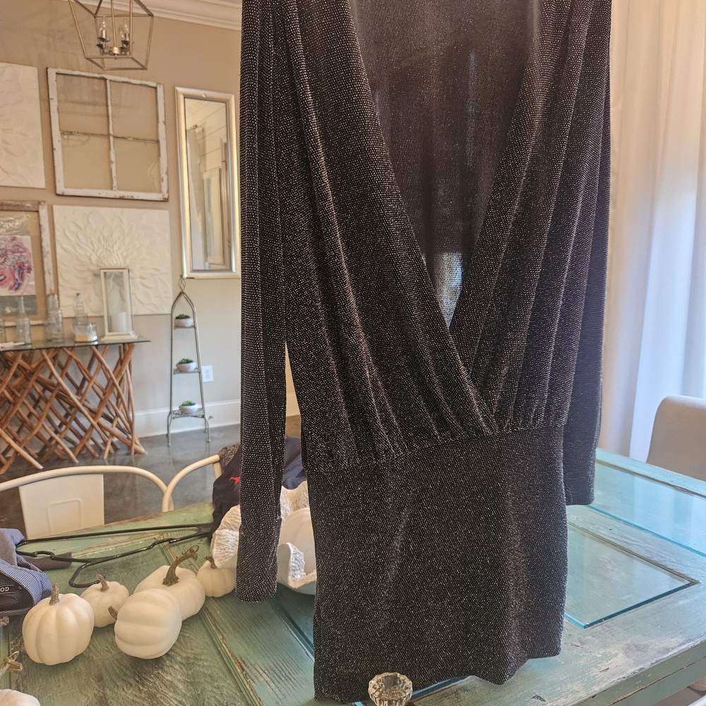 Black Shimmer Long Sleeve Dress